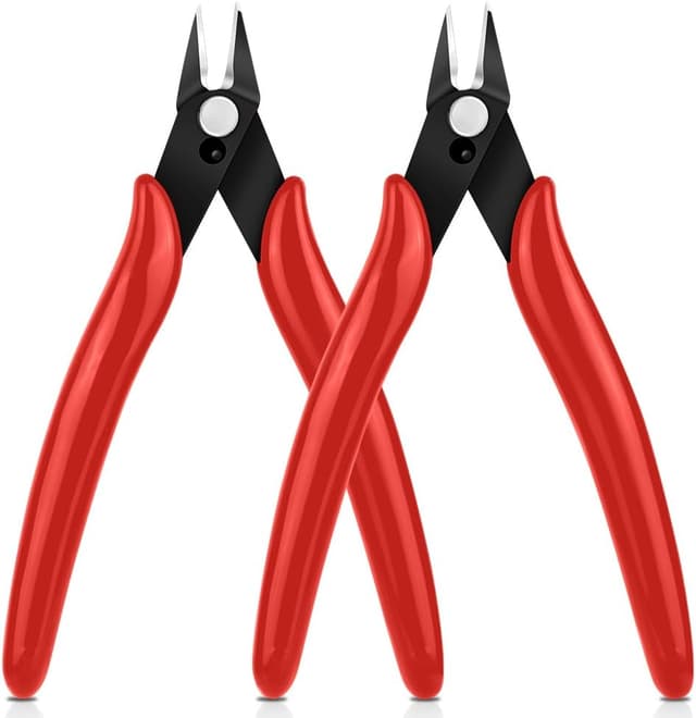 Detalle de Ainiv 2PCS Micro Wire Cutter Set with Spring-Loaded Flush Cutters (CRV Steel) – Red