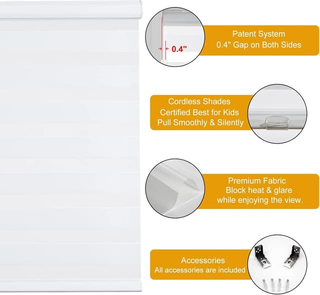 Detalle de Cordless Zebra Roller Blinds 26 x 72