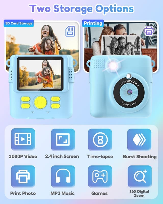 Detalle 2 de Instant Print Kids Camera 1080P, 32GB