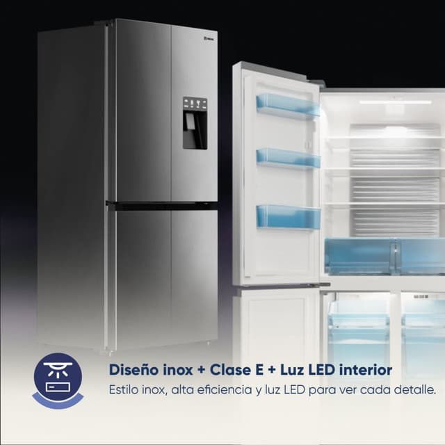 Detalle de Origial Frigorífico Americano Cool &Freeze 4 puertas 482 L inox