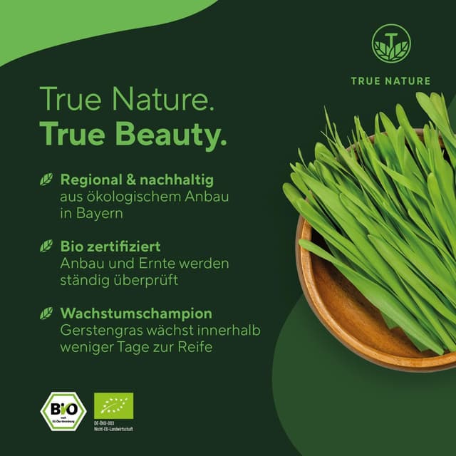 Detalle de Bio Gerstengras – 240 vegane Kapseln (3.000 mg pro Tag) von TRUE NATURE®