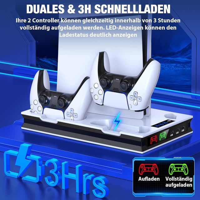 Detalle de PS5 Slim Zubehör Ständer mit 3 USB Ports
