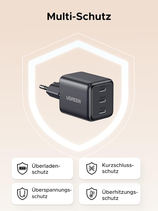 Thumbnail 4 de UGREEN 30W GaN USB C Ladegerät 3 Ports