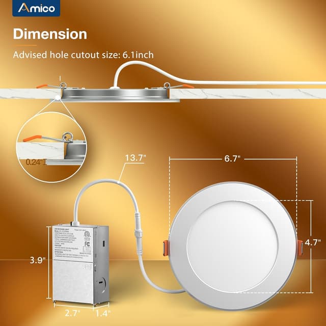 Thumbnail 4 de Amico 6 Inch LED Recessed Light