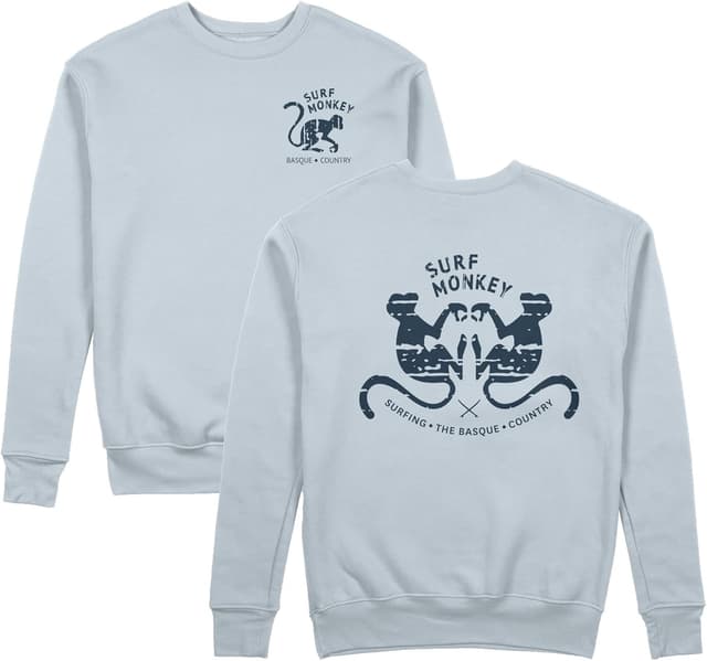 Detalle de Felpa classica girocollo DRESSED IN MUSIC PLAY WITH ME con stampa Surf Monkey