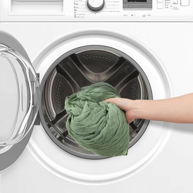 Detalle de Jumdast Tischläufer im Boho-Stil aus Musselin/Chiffon, abwaschbar & wetterfest (Salbeigrün, 90 x 300 cm)