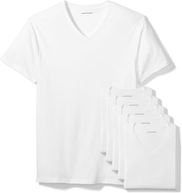 Detalle de Amazon Essentials Men’s V-Neck Undershirt (Pack of 6) – breathable cotton with stretch
