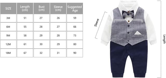 Thumbnail 2 de famuka Baby Romper Tuxedo Suit 3-18 months