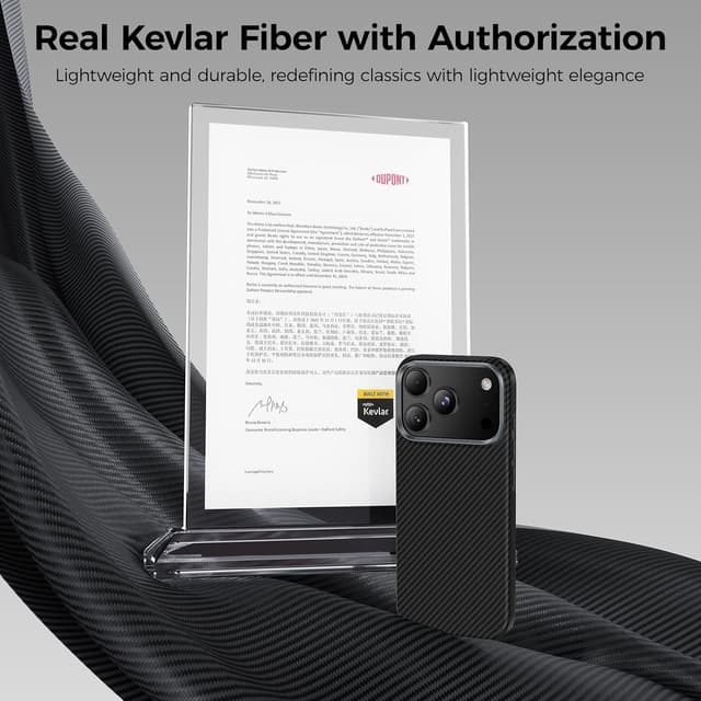 Detalle de BENKS ArmorAir Case for iPhone 17 Pro (MagSafe) — DuPont Kevlar aramid, ultra-slim minimalist protection in black