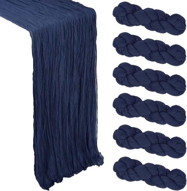 Detalle de 6-Pack Navy Blue Cheesecloth Table Runner (10Ft, 35x120 Inches) for Boho Party & Wedding Decor