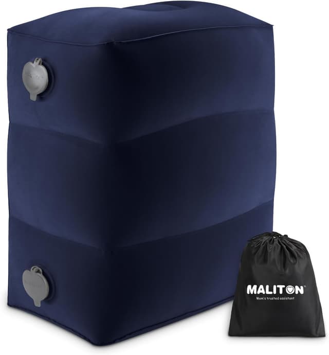 Detalle de Maliton Fußstütze Flugzeug – aufblasbares Fußstützen-Kissen höhenverstellbar für Reisen, Auto, Büro (dunkelblau, 1 Stück)