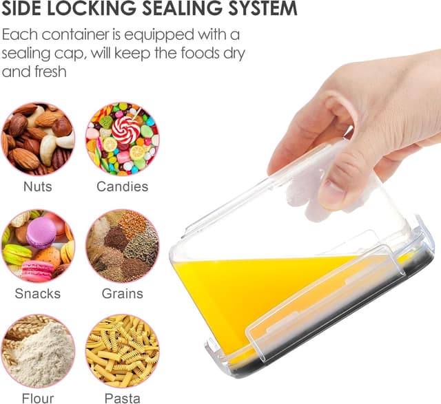 Detalle de Vtopmart Vorratsdosen-Set 0,8 L (BPA-frei), luftdichte Schüttdosen für Müsli & Trockenware – Set mit Etiketten