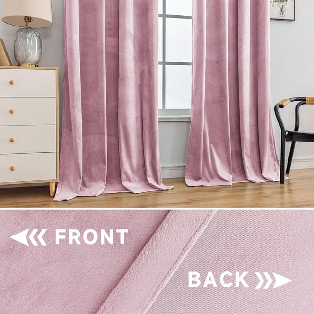 Detalle de Ystyle Rideau occultant en velours – lot de 2 panneaux 140x225 cm (isolation anti-chaud et anti-bruit)