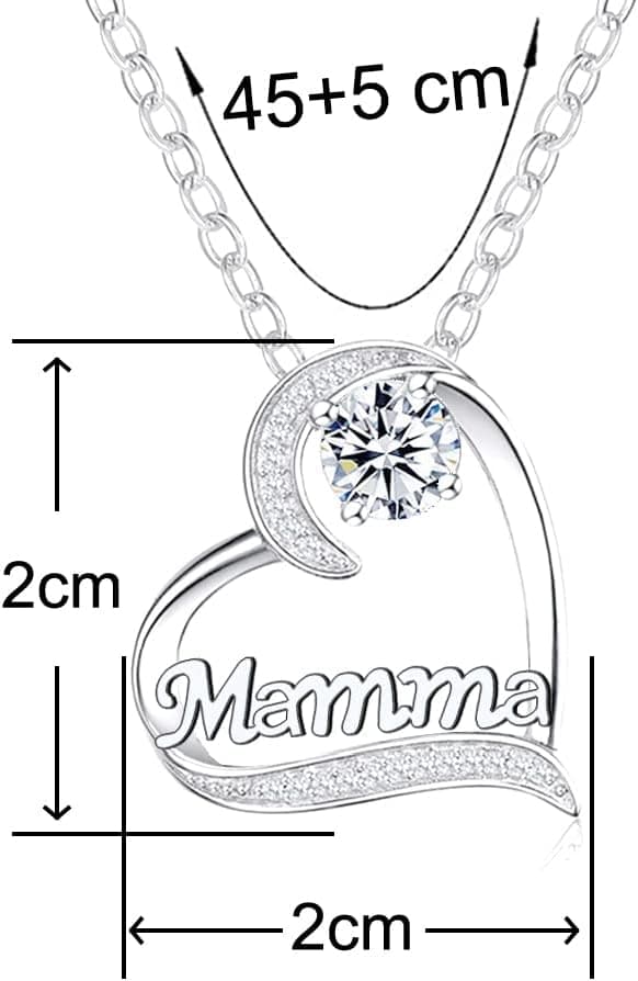 Detalle 2 de GUOYU collana con cuore “mamma” in acciaio inox, regalo per Festa della Mamma e compleanno