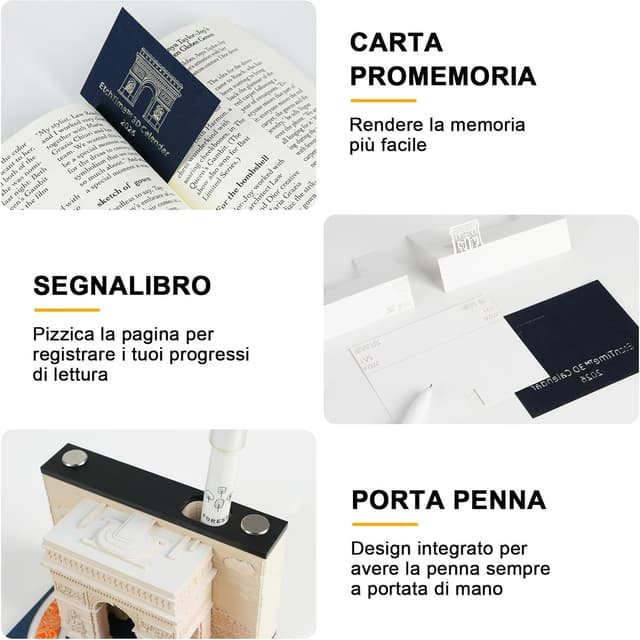 Detalle de Calendario 3D 2026 Arco di Trionfo di Parigi in carta da strappare