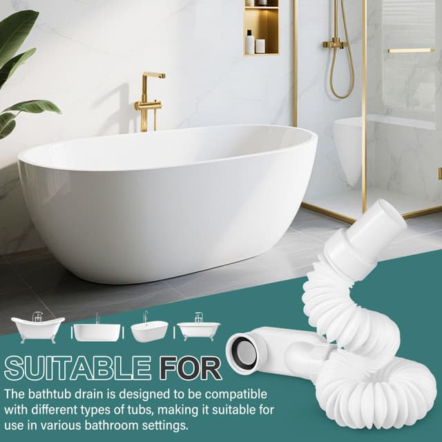 Thumbnail 6 de HOMSFOU flexibles Wannenabfluss-Set für freistehende Badewannen (Ablaufrohr + Ablauf-Set)