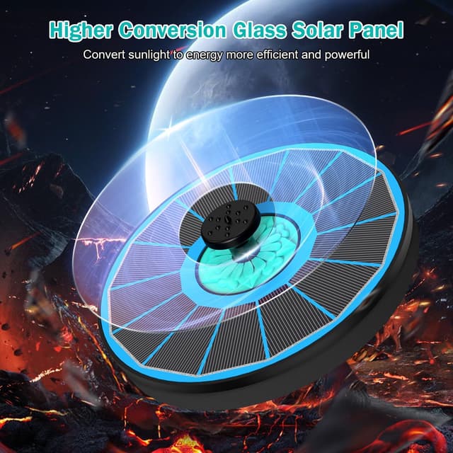 Detalle de Solar Fountain SZMP Glass Bird Bath Fountains 3.5W with 7 Nozzles & Anti-Drift Fixers (Blue)