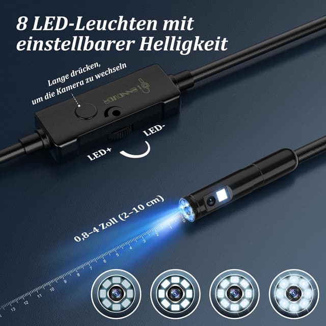 Thumbnail 4 de Endoskopkamera mit Licht 1920P HD-Rohrkamera 10m Kabel