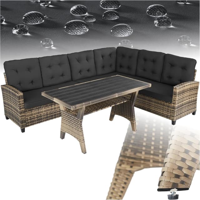 Imagen de tectake Conjunto Jardín de Ratán con cojines 9 cm en OfertitasTOP