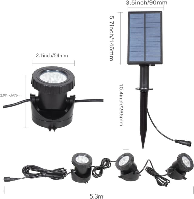 Detalle 2 de NATPOW 3-Lamp Submersible Pond Lights