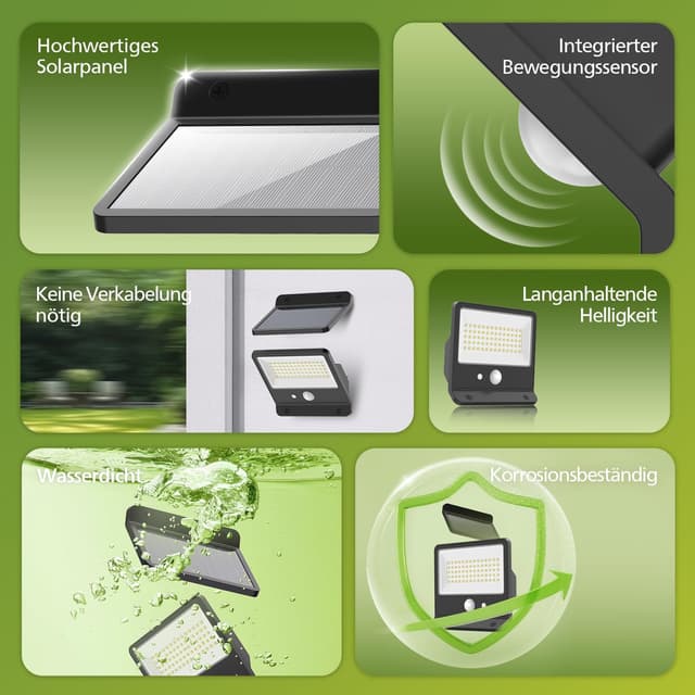 Detalle de Philips Solar-Außenleuchte 6500K LED mit PIR-Bewegungsmelder, IP65, Fernbedienung (2er-Set)