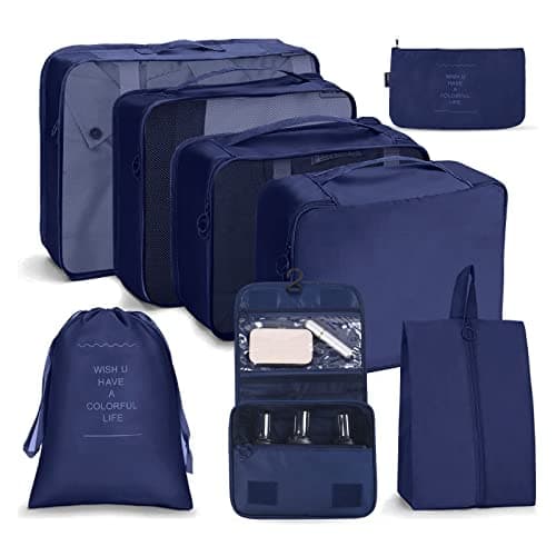 Detalle de OSDUE organizadores para maletas (8 set) con hebilla y neceser impermeable azul marino