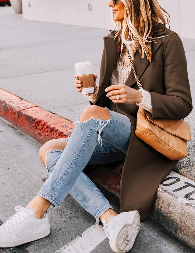 Detalle de Tanming Wool Blend Pea Coat Knee Length