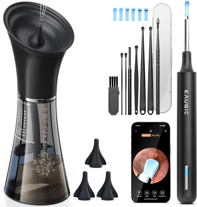 Detalle de KAUGIC Ear Wax Removal Kit with Camera — electric ear cleaner with visual inspection and gentle irrigation
