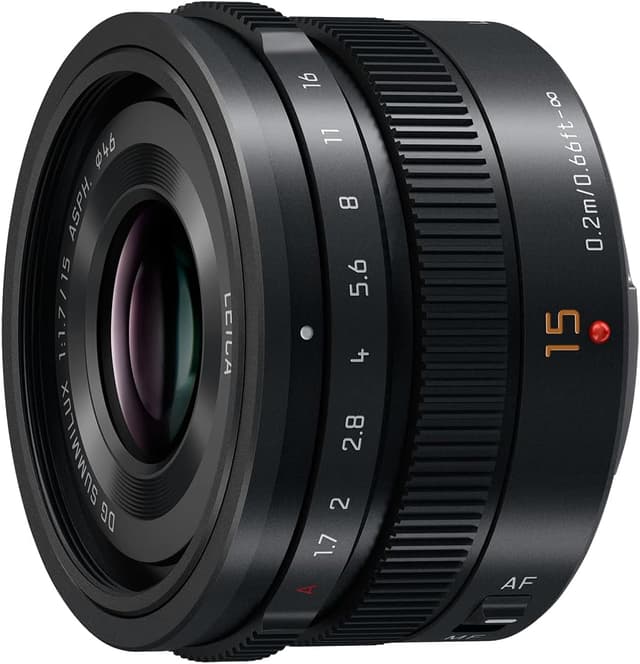 Detalle de Panasonic Lumix H-X015E9-K Leica DG Summilux 15 mm F1.7: Micro-Four-Thirds Objektiv (schwarz) für Fotos und Video
