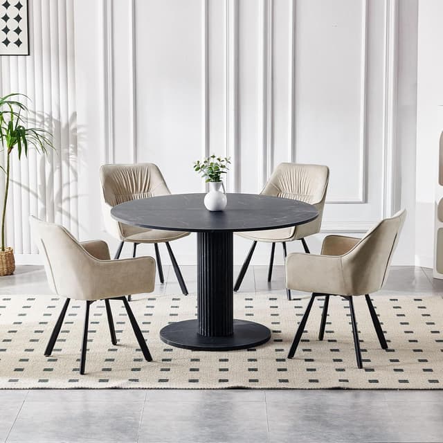 Thumbnail 6 de LEWE Esszimmerstühle 6er-Set drehbar 360° mit Armlehne, Khaki – ergonomische Polsterstühle