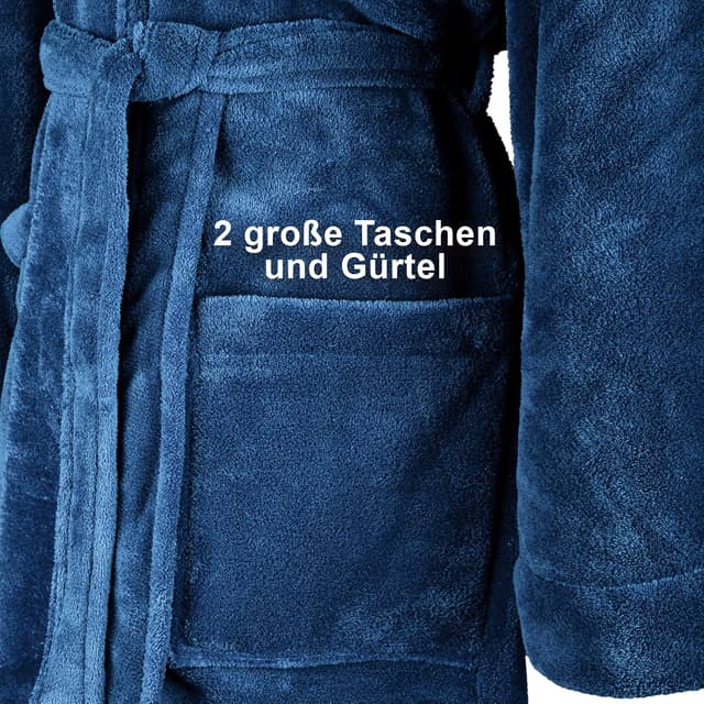 Detalle de Gräfenstayn Kuschelfleece Bademantel mit Kapuze (Unisex) – Öko-Tex Standard 100, S–XXXL