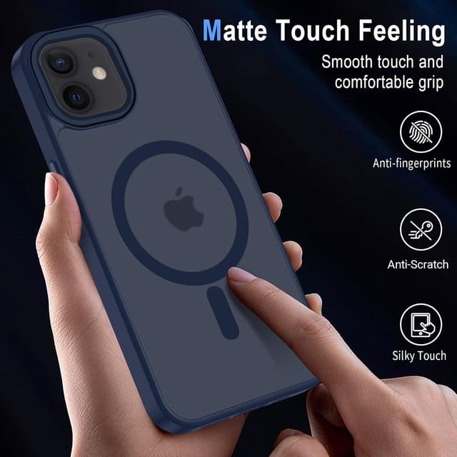 Thumbnail 6 de Coque XTCASE pour iPhone 12 Mini magnétique compatible MagSafe, dos mat translucide anti-rayures et bumper TPU antichoc – Bleu