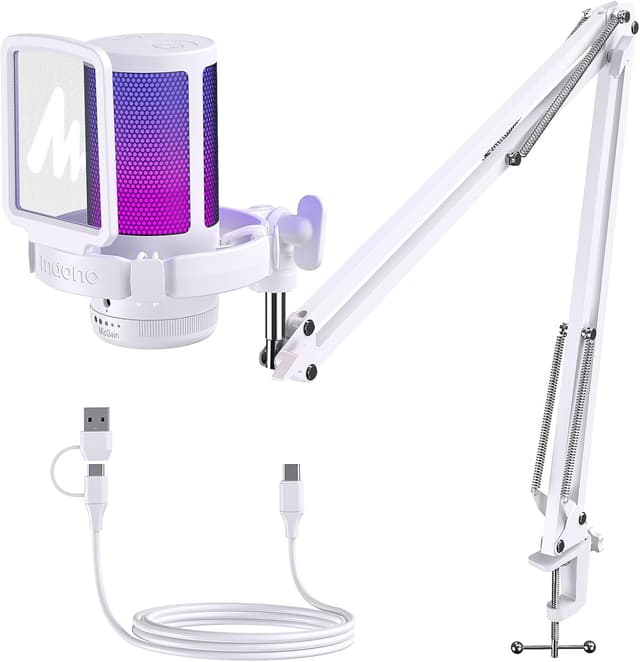 Detalle de MAONO DGM20S Gaming-USB-Mikrofon mit RGB, Noise-Reduction und Stummschaltung