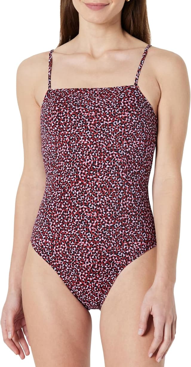 Detalle de Amazon Essentials Donna Costume Intero Squareneck con coppe rimovibili