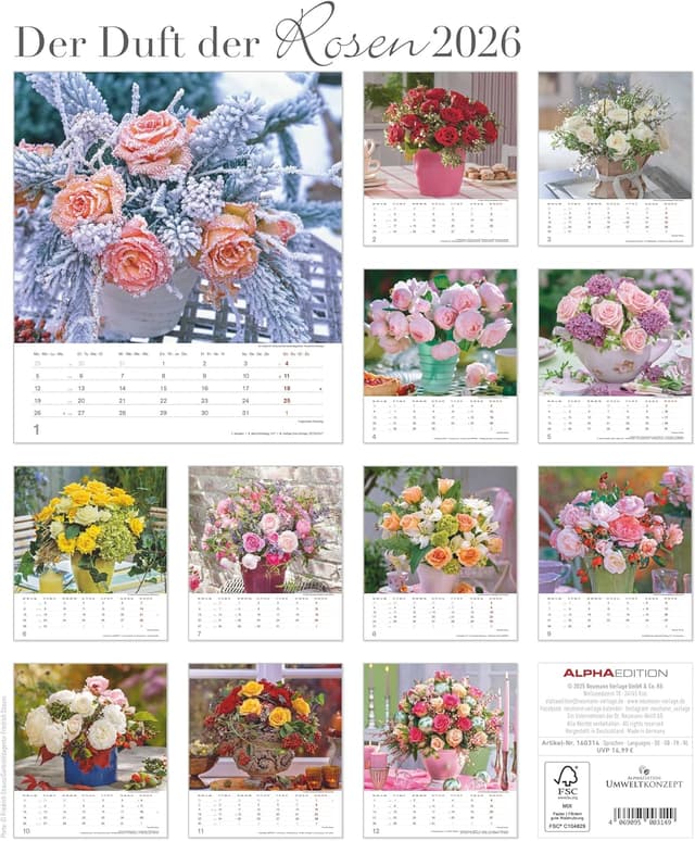 Detalle 2 de Alpha Edition Rosen Kalender 2026 Bildkalender