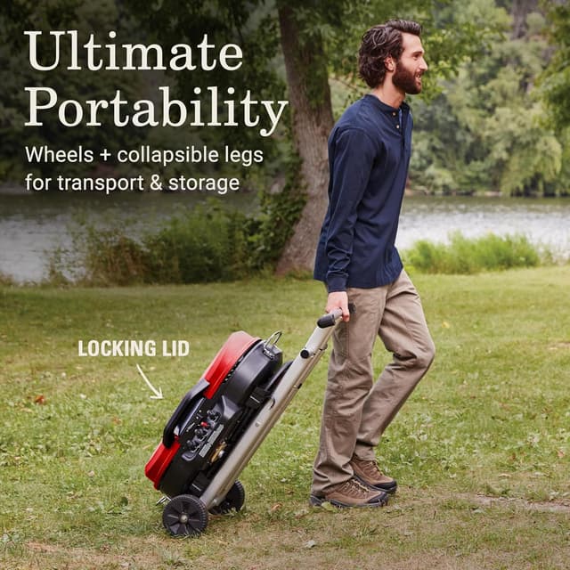 Detalle de Coleman RoadTrip 285 Portable Stand-Up Propane Grill (3 Adjustable Burners, Instastart Ignition)