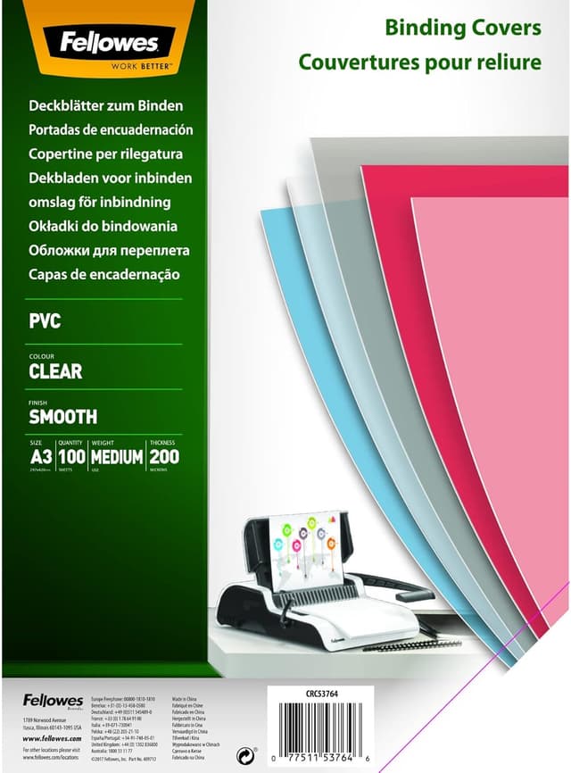 Detalle de Fellowes 53764 Copertine PVC A3 200µm 100 pezzi