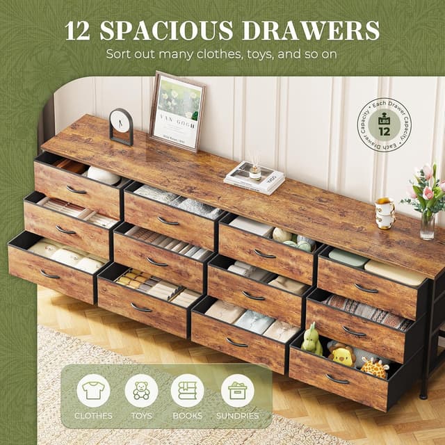 Thumbnail 3 de Huuger 70 Inch Dresser with 12 Fabric Drawers 🛋