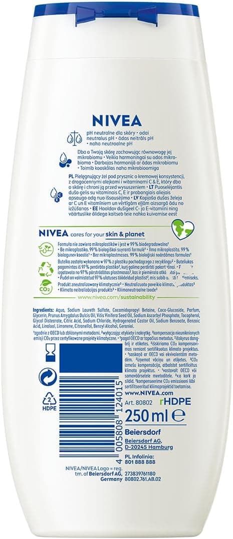 Detalle 2 de NIVEA Creme Soft crema-gel doccia con olio di mandorle 250 ml (confezione da 5)