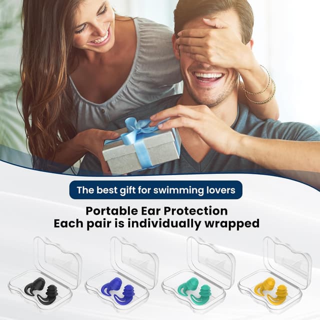 Thumbnail 5 de Swimming Ear Plugs 4 Pairs Silicone for Adults 🏊