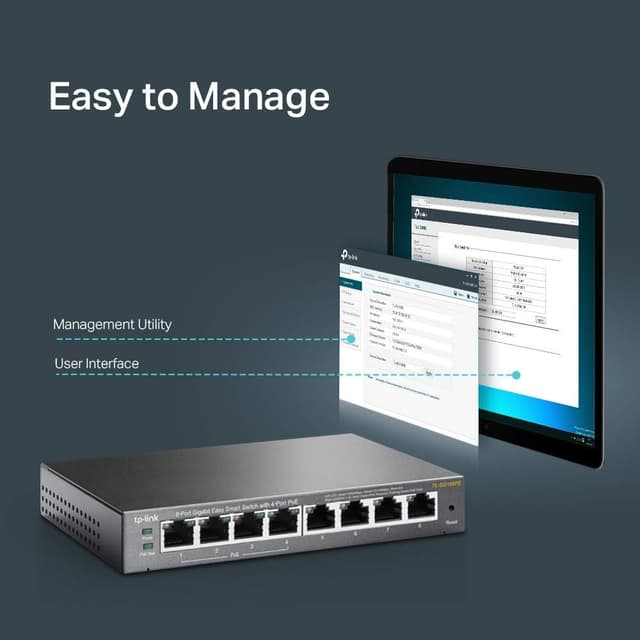 Detalle de TP-Link TL-SG108PE V3 8-Port Gigabit PoE Easy Smart Managed Switch with 4 PoE+ Ports (64W)