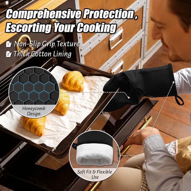 Detalle de Oven mitts anti-slip silicone 500 ℉