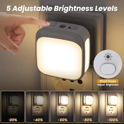 Detalle de PALATALA luz nocturna infantil con sensor crepuscular y enchufe (2 piezas) regulable 3000K