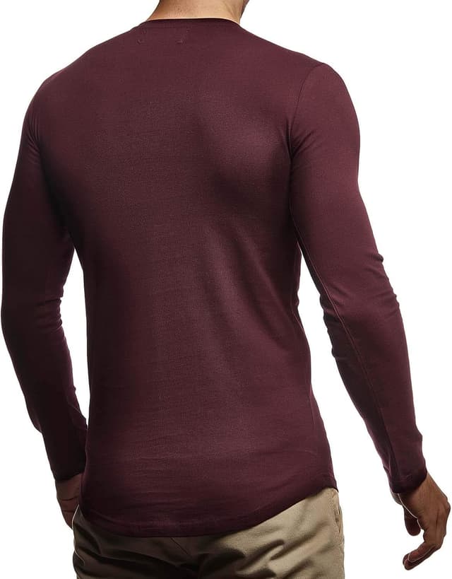 Detalle de Leif Nelson LN8394 : t-shirt basique à manches longues col rond homme