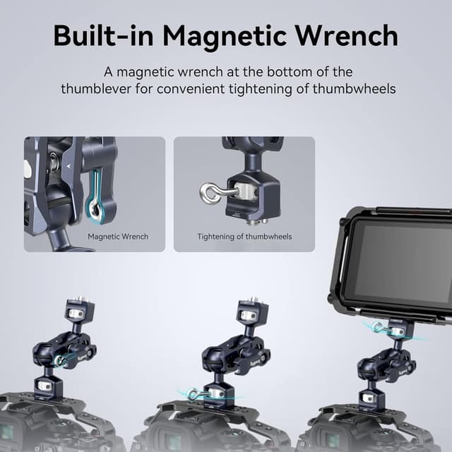 Detalle de SMALLRIG Magic Arm 3874 Dual Ball Heads avec vis de positionnement ARRI 1/4”-20 et 3/8”-16 (charge max. 6 kg, 90 g)