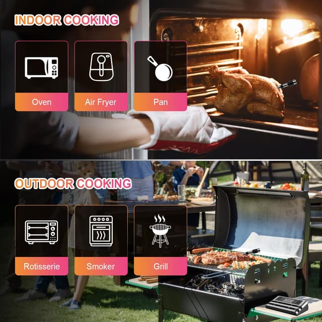 Thumbnail 6 de Dewjom Wireless Smart Meat Thermometer with Dual-Sensor Probe and 500FT Remote Monitoring