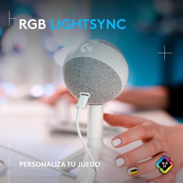 Detalle 2 de Logitech G Yeti Orb LIGHTSYNC RGB micrófono de condensador USB para gaming (blanco)