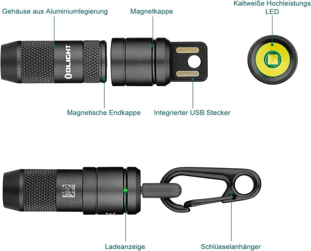 Detalle de OLIGHT iMini 2 Mini LED – USB-wiederaufladbare Schlüsselbund-Taschenlampe mit Magnetbasis