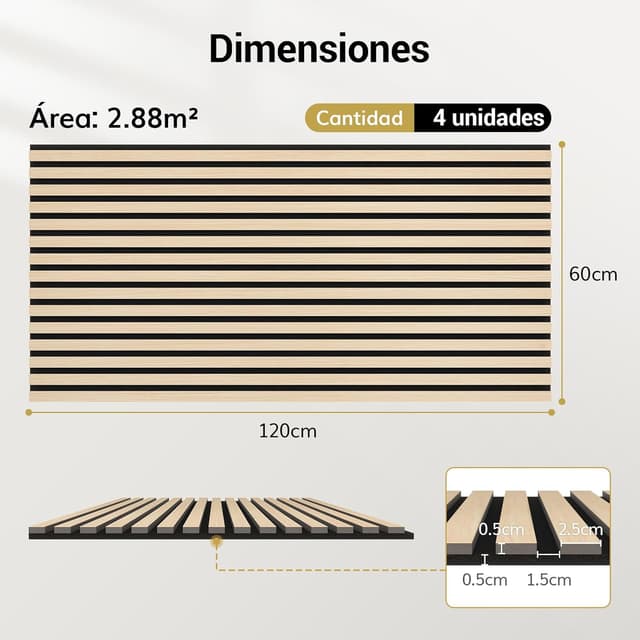 Thumbnail 3 de TONOR Paneles Acústicos de Chapa 120x60 Roble