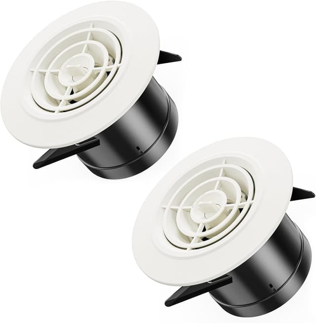 Detalle de Hon&Guan griglia di ventilazione rotonda 75 mm regolabile, in ABS bianco (2 pezzi)